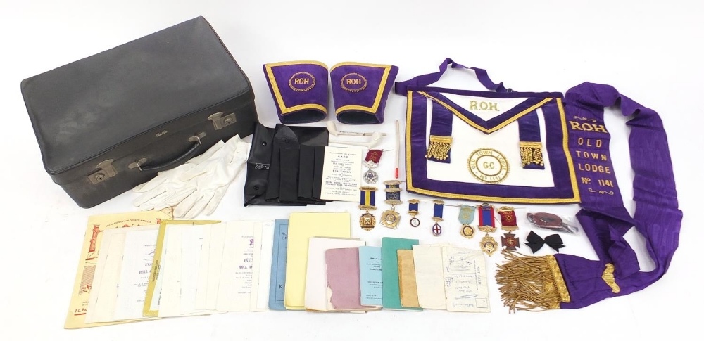 Royal Order of Buffalos regalia including silver and enamel jewels and a sash : For Further