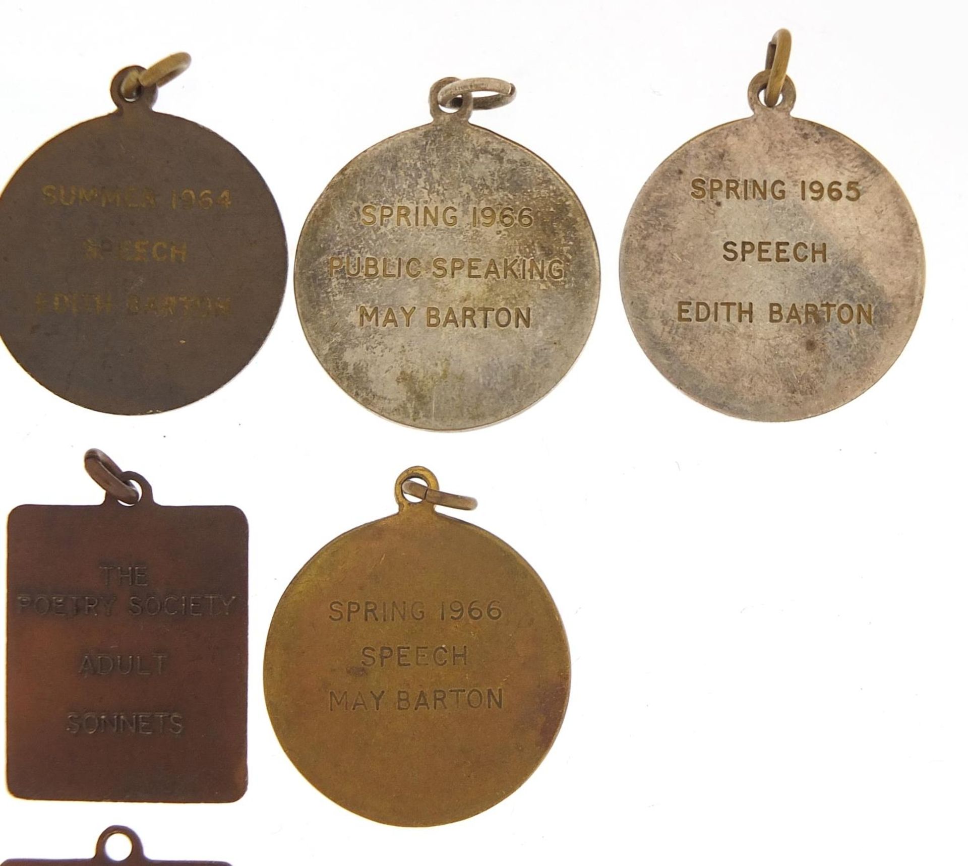 Seven London Academy of Music and Dramatic Art medallions and two poetry society examples : For - Image 7 of 8