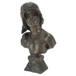 Art Nouveau design bronzed bust of a female, 30cm high : For Further Condition Reports Please