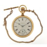 Elgin, gentlemen's gold plated open face pocket watch with subsidiary dial, the movement numbered