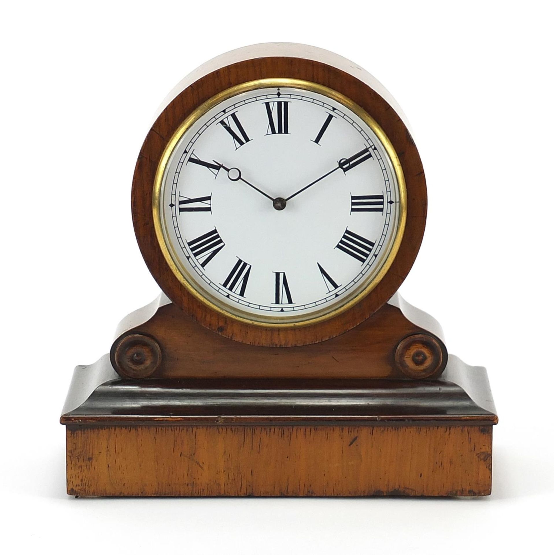 19th century walnut mantle clock with Roman numerals, the movement impressed V.A.P Brevete, 22.5cm - Image 2 of 7
