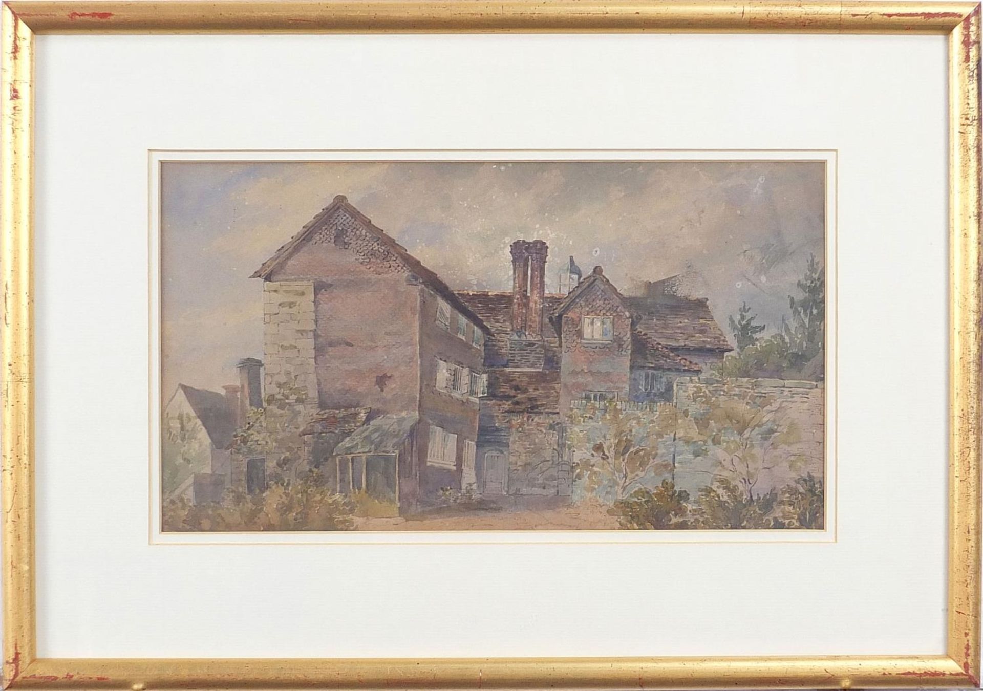 Old Manor House, Horsted Keynes, watercolour, mounted, framed and glazed, 33.5cm x 18.5cm - Image 2 of 3