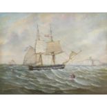 Christopher Mark Maskell - The Wolf Brig of War, late 19th/early 20th century maritime oil on board,