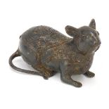 Chinese partially gilt bronze rat with character marks, 19.5cm in length : For Further Condition