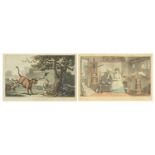 Doctor Syntax pursued by a bull and Doctor Syntax with the Dairymaid, two prints in colour, mounted,
