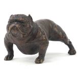 Patinated bronze British bulldog, 19cm in length : For Further Condition Reports Please Visit Our
