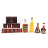 Alcohol comprising nine 5cl bottles of Remy Martin XO fine Champagne cognac, Mount Gay XO Barbados