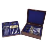 Cooper Brothers & Sons Ltd, George V six place canteen of silver cutlery including table forks and