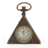 Masonic interest triangular pocket watch, 6cm high : For Further Condition Reports Please Visit