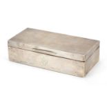Padgett & Brahm Ltd, Art Deco silver cigar box with engine turned decoration, London 1936, 5cm H x