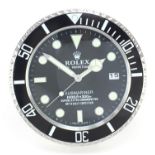 Rolex Submariner II design dealer's display wall clock, 34cm in diameter : For Further Condition