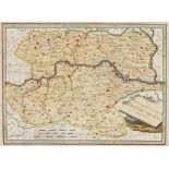 Hand coloured map of the Archduchy of Austria, mounted, framed and glazed, 29.5cm x 22.5cm : For
