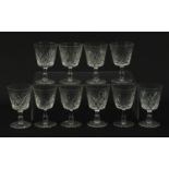 Set of ten Richardson cut crystal glasses, 11cm high : For Further Condition Reports Please Visit