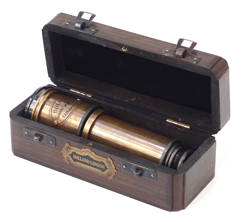 Naval interest three draw telescope with hardwood case, 14.5cm in length : For Further Condition - Image 6 of 8