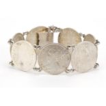 Unmarked antique silver coin bracelet, 47.8g : For Further Condition Reports Please Visit Our