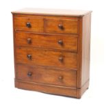 Victorian mahogany five drawer chest, 110.5cm H x 103cm W x 47cm D : For Further Condition Reports