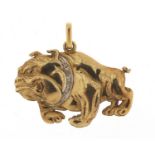 9ct gold bulldog pendant with diamond collar, 3.4cm in length, 4.2g : For Further Condition