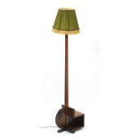 Art Deco carved oak standard lamp with shade, 184cm high : For Further Condition Reports Please