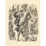Albert Decaris - Bacchus Greek god of wine , French caricature,, signed ink and pencil on card,