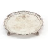 Olympic interest silver salver with enamelled Polytechnic Harriers plaque presented to Lieutenant.