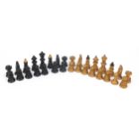 Boxwood and ebony chess set, the largest pieces each 6cm high : For Further Condition Reports Please
