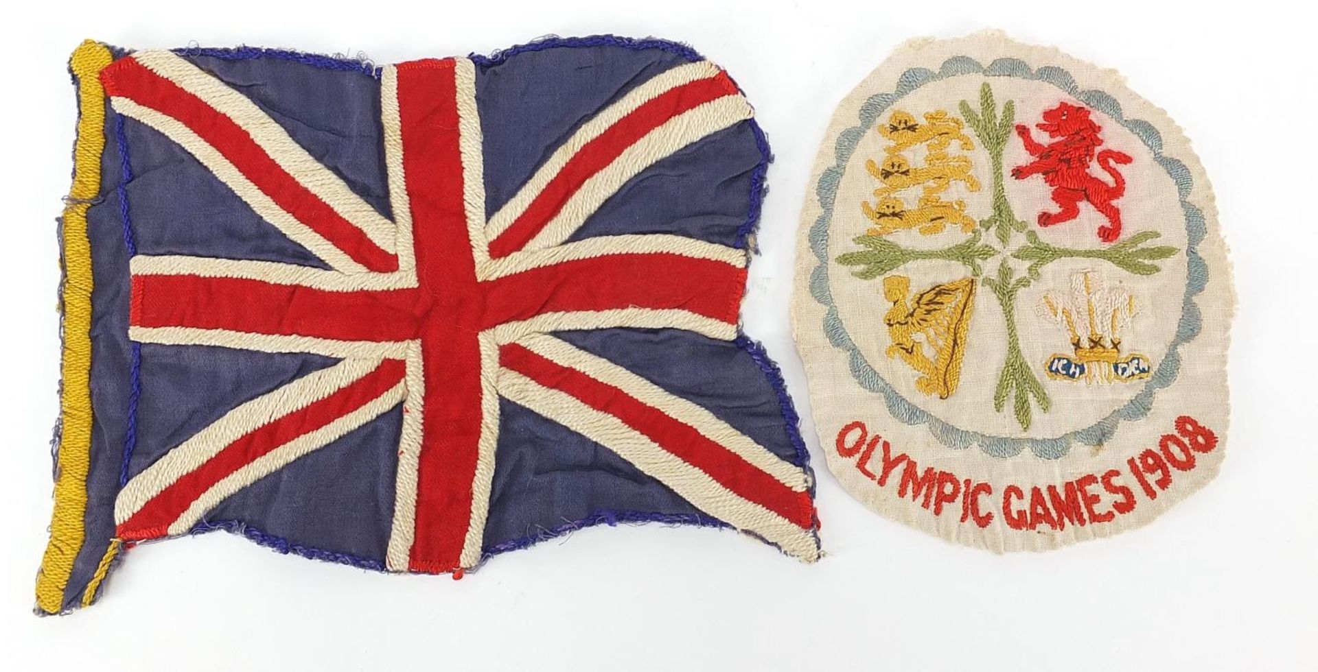 1908 Olympic Games cloth patch and Great Britain Olympic flag, previously owned by George Nicol, 400