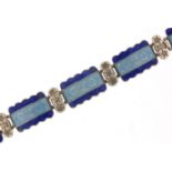 Harmony, vintage silver and blue guilloche enamel bracelet, 18cm in length, 20.5g : For Further