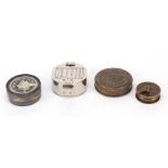 Four naval interest sextants and compasses, the largest 8cm in diameter : For Further Condition