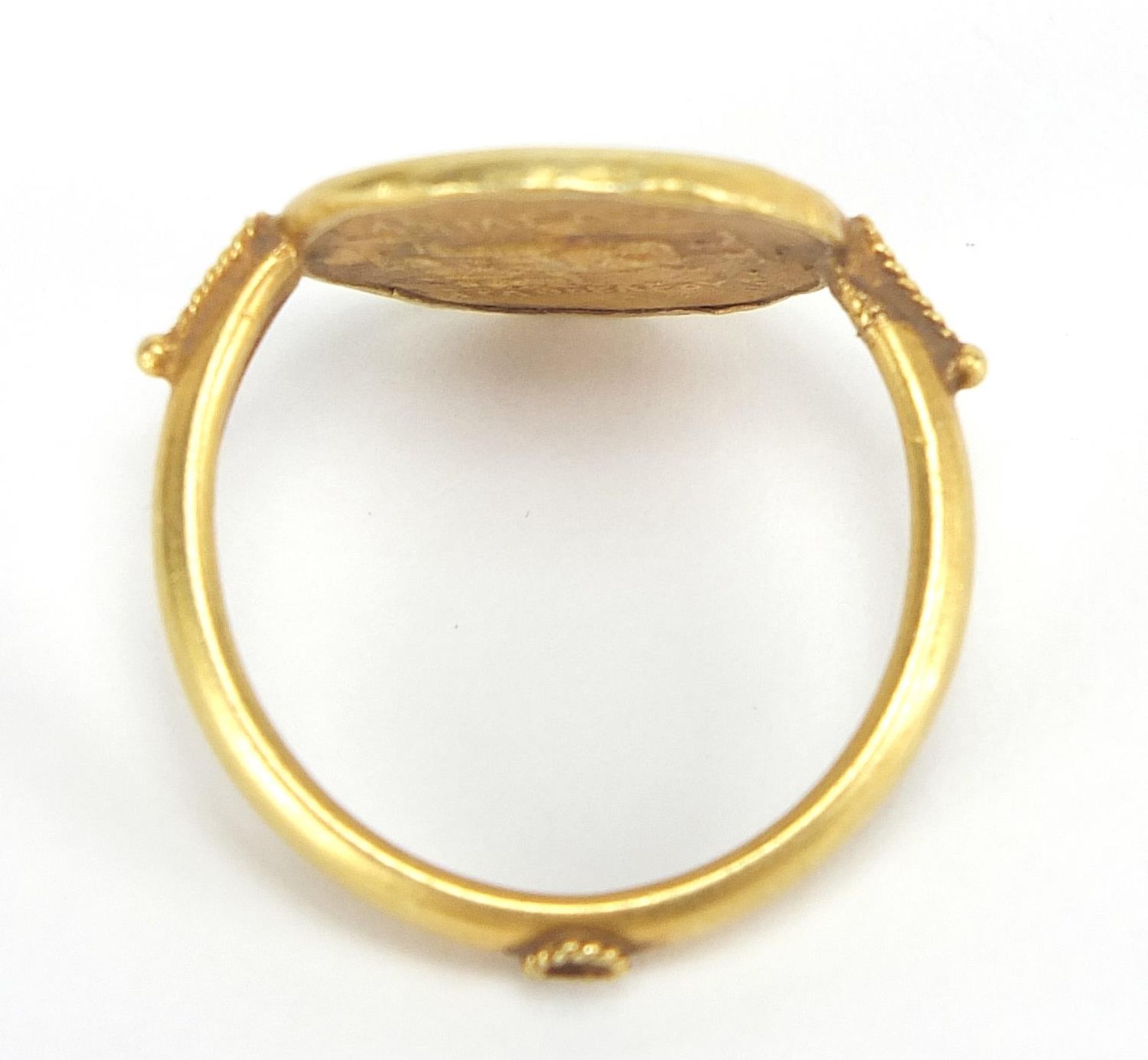 Antique gold Roman head coin ring, size P, 4.7g : For Further Condition Reports Please Visit Our - Image 5 of 5