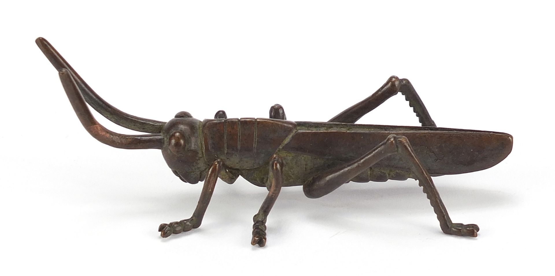 Large Japanese patinated bronze locust, 11cm in length : For Further Condition Reports Please - Bild 3 aus 7