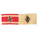 Two German military interest Student League armbands : For Further Condition Reports Please Visit