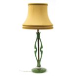 1970's green marbleised Lucite design table lamp with shade, 72cm high : For Further Condition