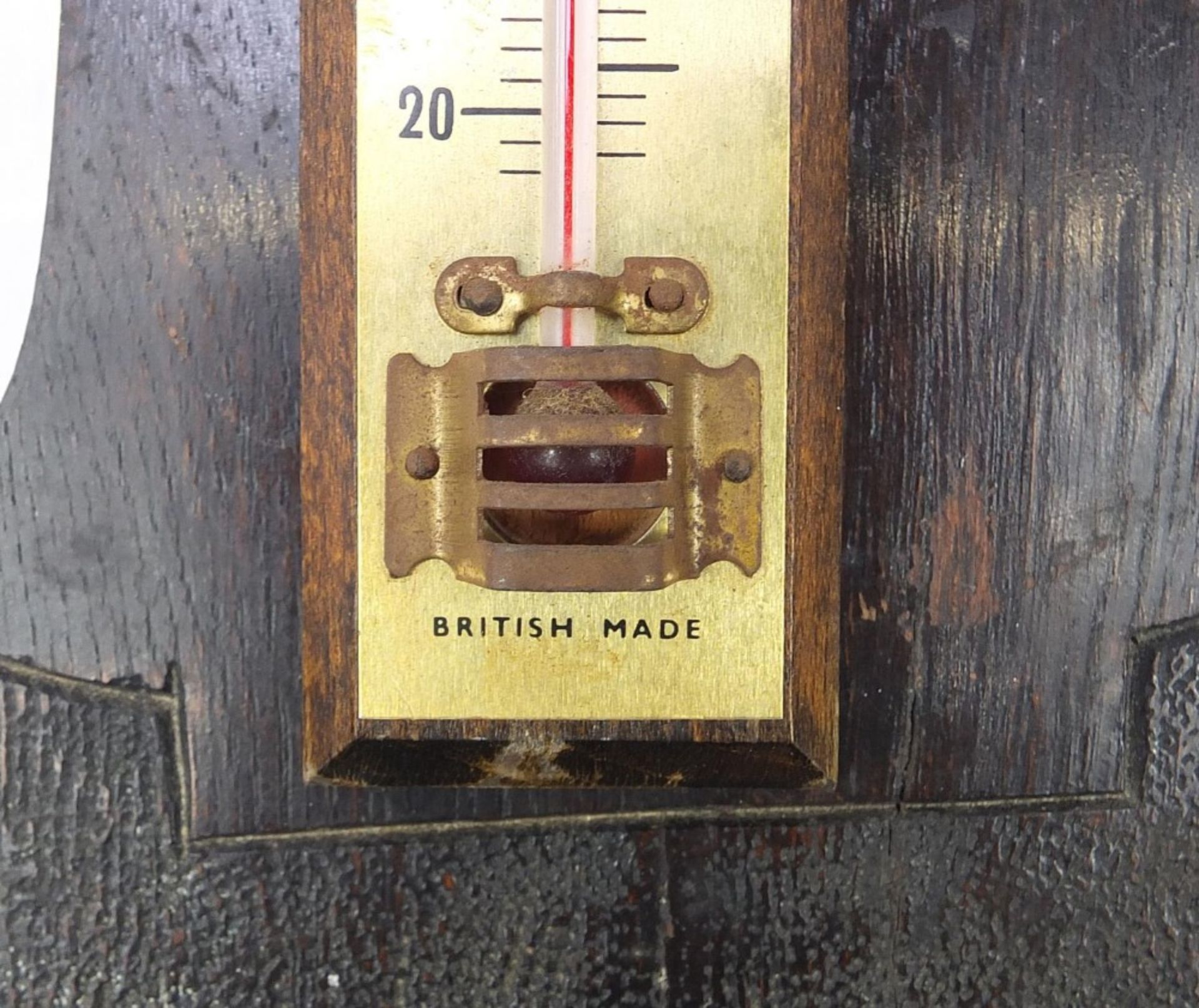 Carved oak wall aneroid barometer, 83cm high : For Further Condition Reports Please Visit Our - Bild 2 aus 4