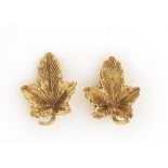Pair of 9ct gold maple leaf stud earrings, 1.2cm high, 1.4g : For Further Condition Reports Please