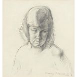 Head and shoulders portrait of a young girl, pencil, mounted, framed and glazed, 21cm x 20cm