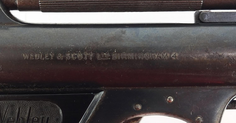 Vintage Webley & Scott mark I over lever .177 cal air pistol, 19cm in length : For Further Condition - Image 5 of 7