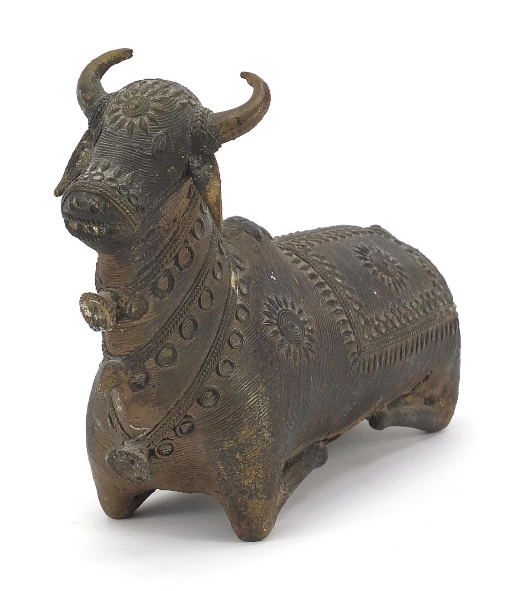 Indian bronzed study of a cow, 22cm in length : For Further Condition Reports Please Visit Our