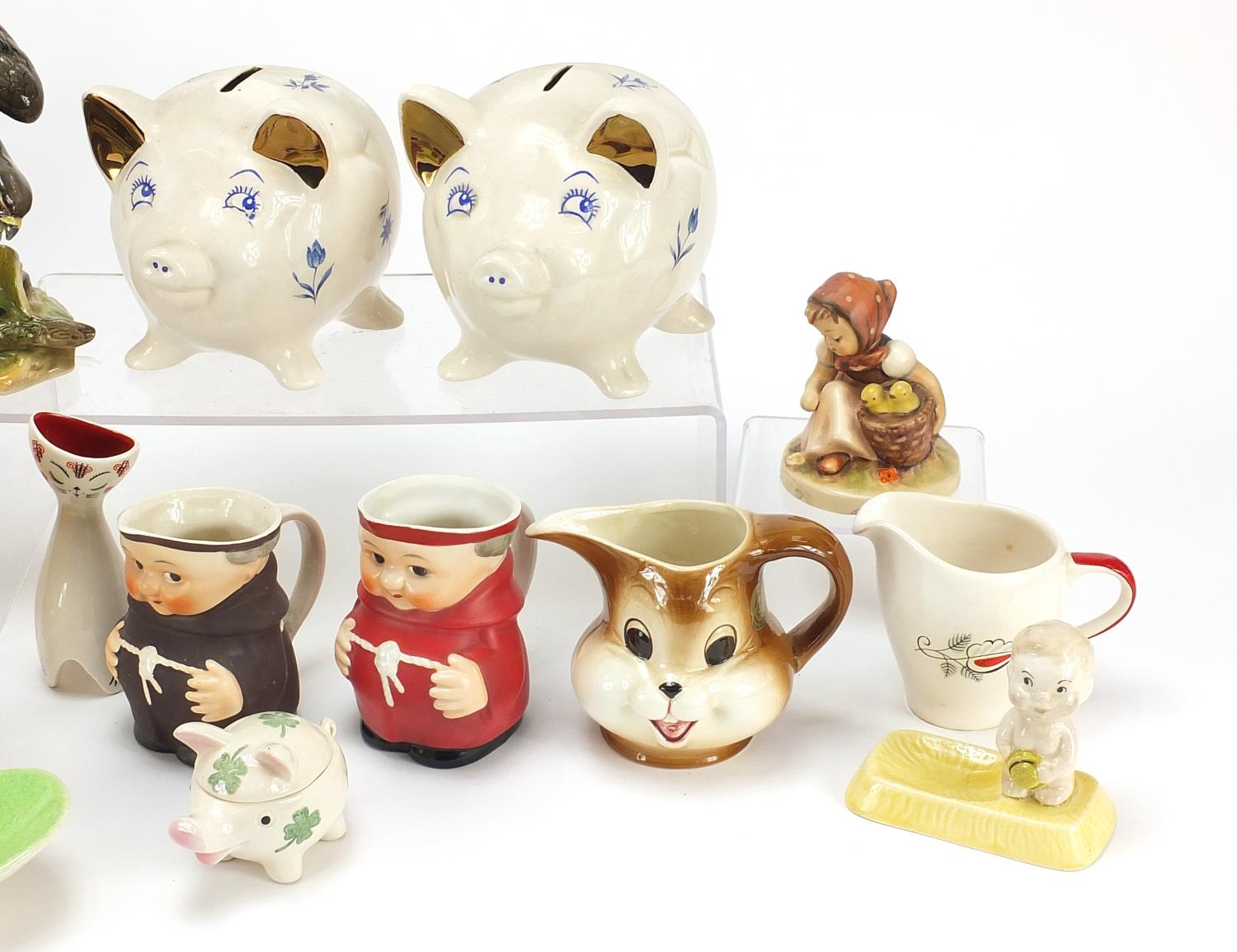 Collectable china including two Wade money banks, Silvac design dogs and Goebel monk jugs, the - Image 3 of 5