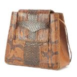 Taxidermy interest vintage snakeskin handbag, 24cm wide : For Further Condition Reports Please Visit