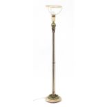 Italian floor standing marble and onyx standard lamp with gilt metal mounts, 159.5cm high : For