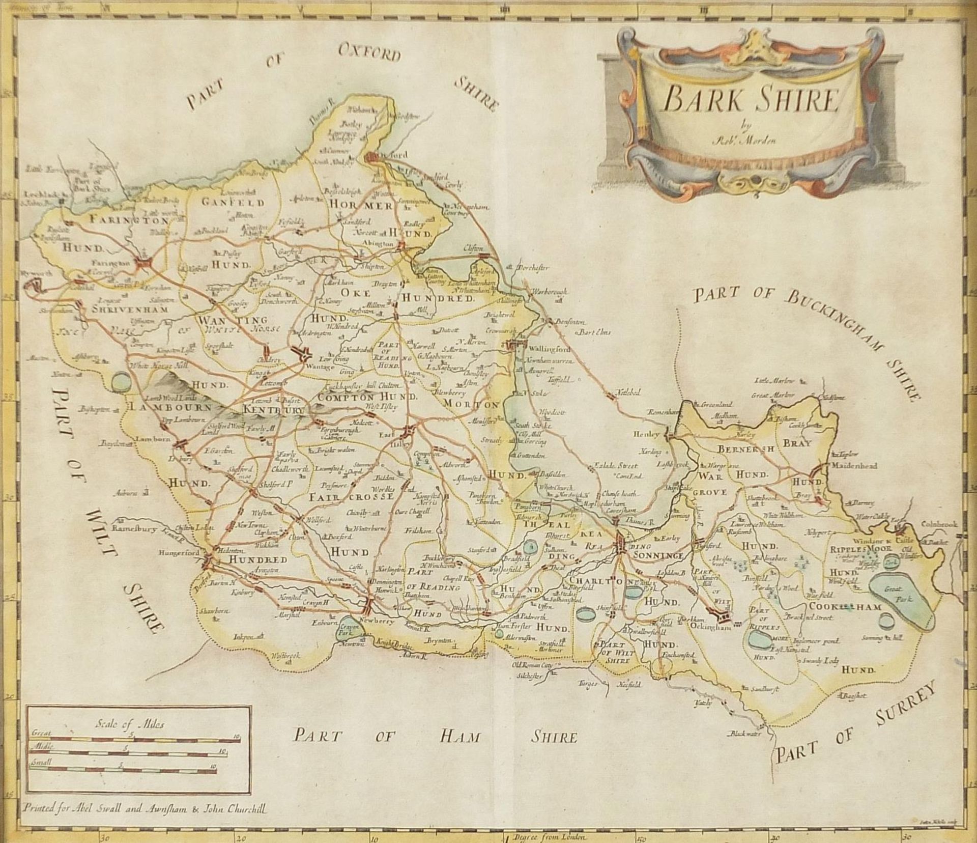 Three 18th century hand coloured maps by Robert Morden comprising Herefordshire, Somersetshire and - Image 14 of 24