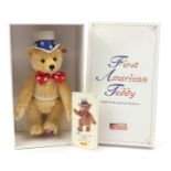 Steiff First American Teddy Bear with jointed limbs and box, numbered 667183, 40cm high : For