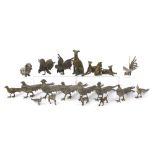 Collection of silver plated and bronzed birds and dogs, the largest 26cm in length : For Further