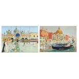 Venetian landscapes, pair of watercolours, each bearing an indistinct signature, framed and
