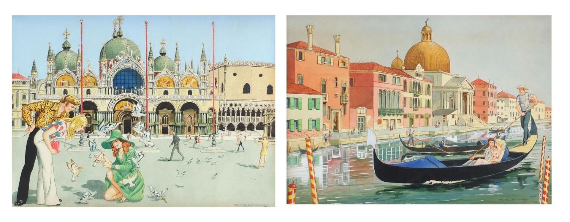 Venetian landscapes, pair of watercolours, each bearing an indistinct signature, framed and