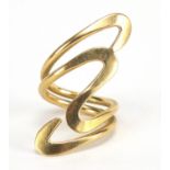 Modernist 18ct gold ring, size L, 9.3g : For Further Condition Reports Please Visit Our Website -