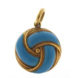 Early 19th century unmarked gold and blue enamel mourning locket, (tests as 15ct+ gold) 1.7cm in