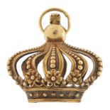Large gold coloured metal coronation crown charm, 3.4cm wide, 5.4g : For Further Condition Reports