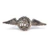 Military interest silver wings badge, 4cm wide : For Further Condition Reports Please Visit Our