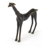 Partially gilt bronze figure of a greyhound, 21.5cm high : For Further Condition Reports Please